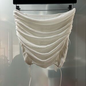 Draped White Ruched Corset Top